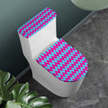 Pink And Blue Chevron Pattern Print Toilet Lid And Tank Cover Set