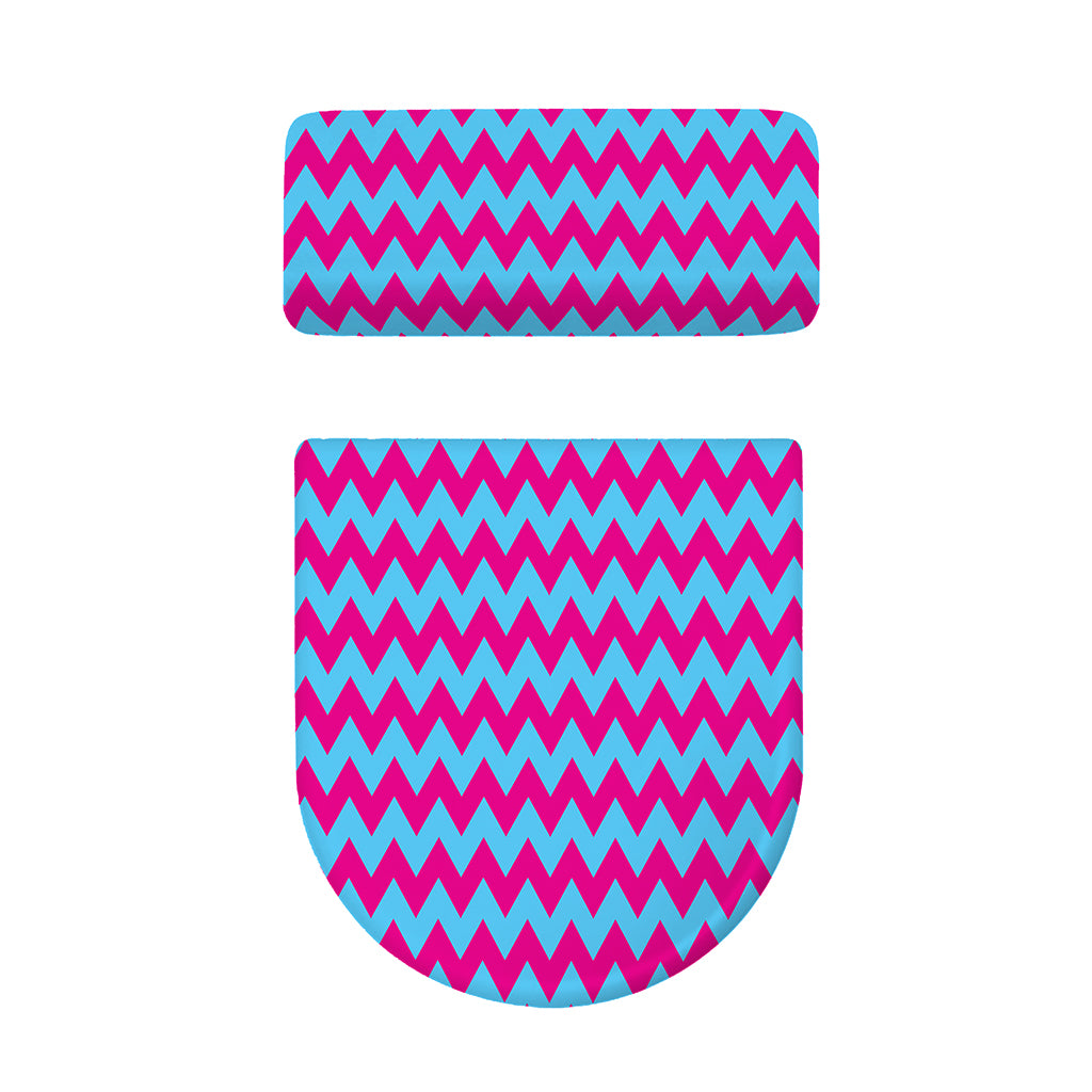 Pink And Blue Chevron Pattern Print Toilet Lid And Tank Cover Set