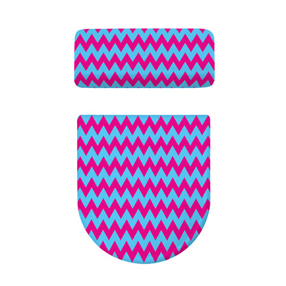 Pink And Blue Chevron Pattern Print Toilet Lid And Tank Cover Set
