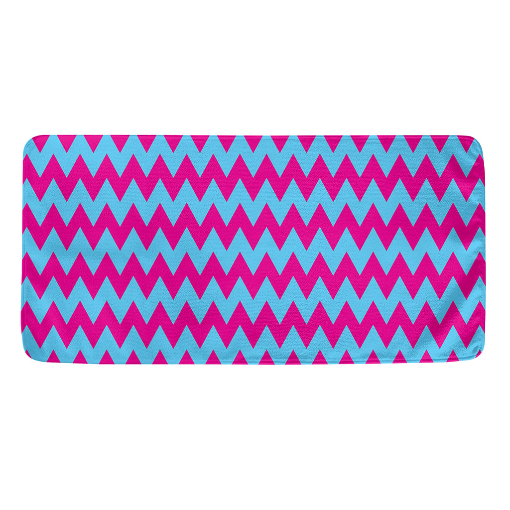 Pink And Blue Chevron Pattern Print Towel