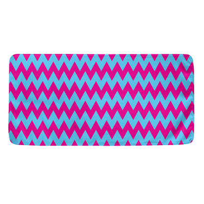 Pink And Blue Chevron Pattern Print Towel