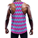 Pink And Blue Chevron Pattern Print Training Tank Top