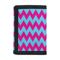 Pink And Blue Chevron Pattern Print Trifold Wallet