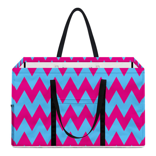 Pink And Blue Chevron Pattern Print Utility Tote Bag