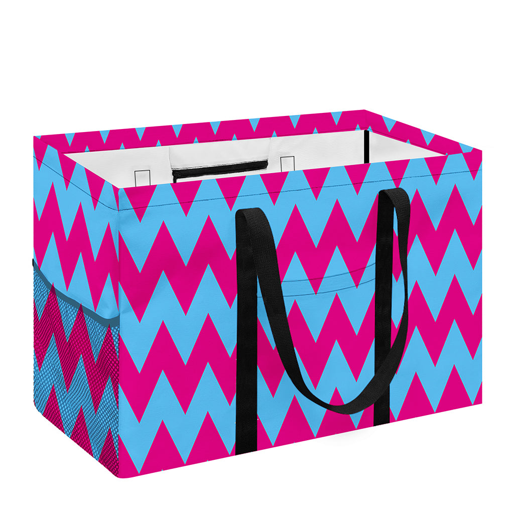 Pink And Blue Chevron Pattern Print Utility Tote Bag