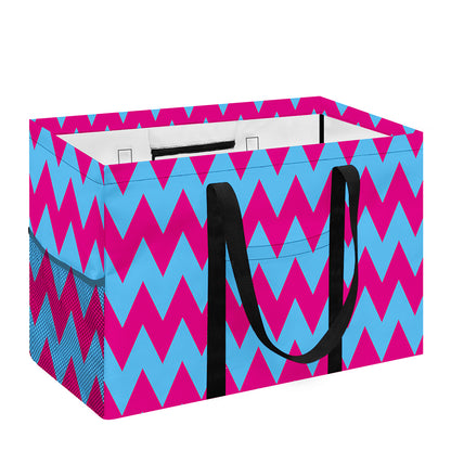 Pink And Blue Chevron Pattern Print Utility Tote Bag