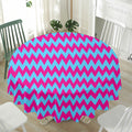 Pink And Blue Chevron Pattern Print Waterproof Round Tablecloth