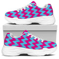 Pink And Blue Chevron Pattern Print White Chunky Shoes