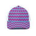 Pink And Blue Chevron Pattern Print White Mesh Trucker Hat