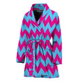 Pink And Blue Chevron Pattern Print Women's Bathrobe
