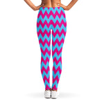 Pink And Blue Chevron Pattern Print Women's Leggings