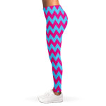Pink And Blue Chevron Pattern Print Women's Leggings