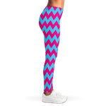 Pink And Blue Chevron Pattern Print Women's Leggings