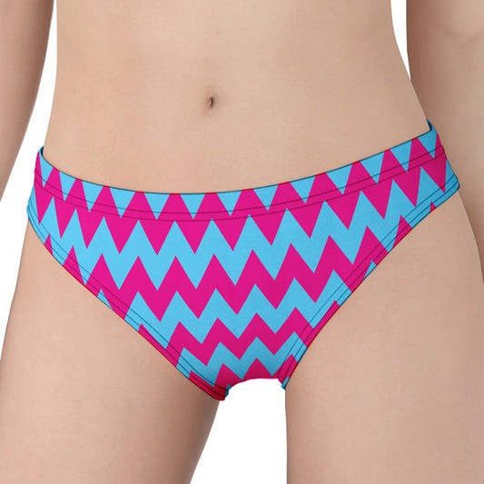 Pink And Blue Chevron Pattern Print Women's Panties