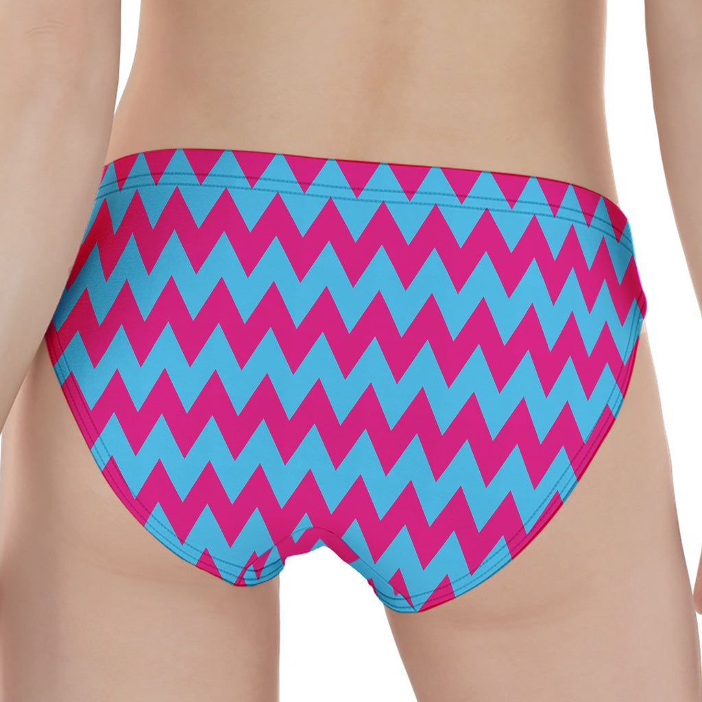 Pink And Blue Chevron Pattern Print Women's Panties