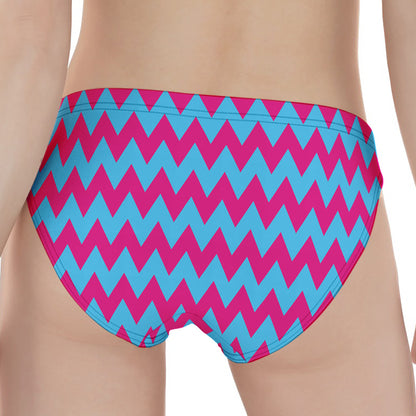 Pink And Blue Chevron Pattern Print Women's Panties