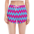 Pink And Blue Chevron Pattern Print Women's Split Running Shorts
