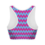 Pink And Blue Chevron Pattern Print Women's Sports Bra