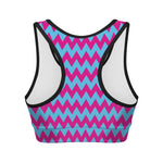 Pink And Blue Chevron Pattern Print Women's Sports Bra