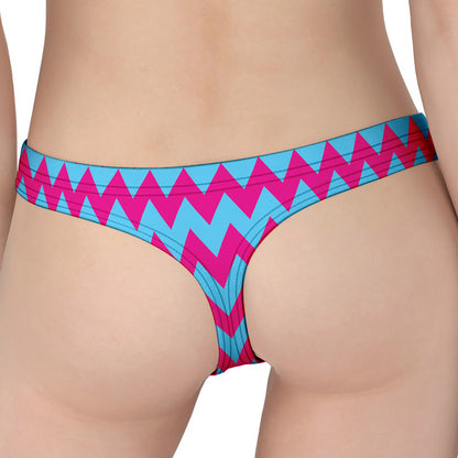 Pink And Blue Chevron Pattern Print Women's Thong