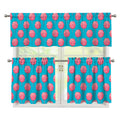 Pink And Blue Cotton Candy Pattern Print 3 Piece Kitchen Curtains