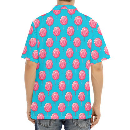 Pink And Blue Cotton Candy Pattern Print Aloha Shirt