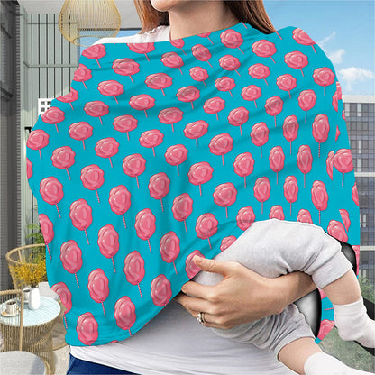 Pink And Blue Cotton Candy Pattern Print Baby Seat Cover