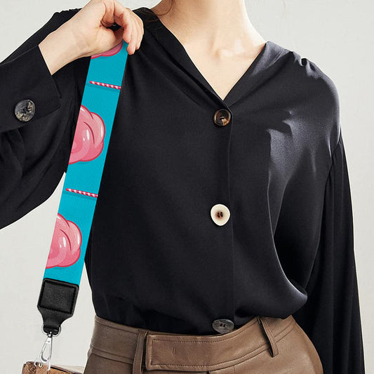 Pink And Blue Cotton Candy Pattern Print Bag Strap