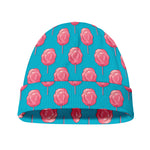 Pink And Blue Cotton Candy Pattern Print Beanie