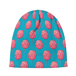 Pink And Blue Cotton Candy Pattern Print Beanie