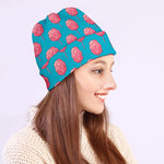 Pink And Blue Cotton Candy Pattern Print Beanie