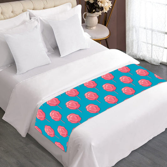 Pink And Blue Cotton Candy Pattern Print Bed Runner