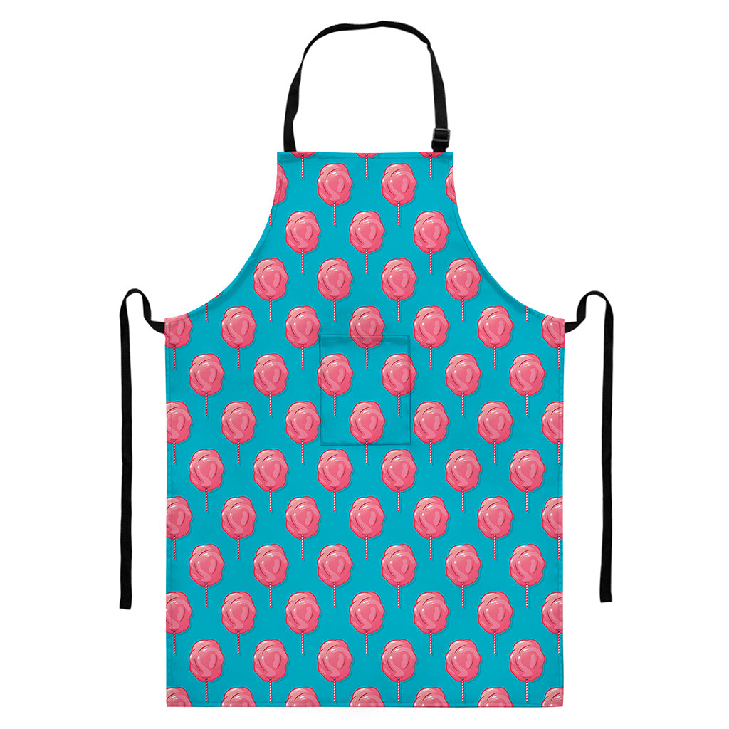 Pink And Blue Cotton Candy Pattern Print Bib Apron With Pocket