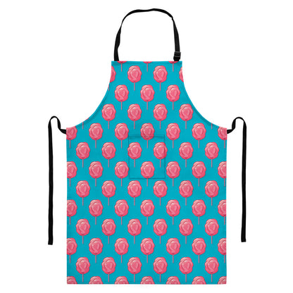Pink And Blue Cotton Candy Pattern Print Bib Apron With Pocket