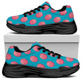 Pink And Blue Cotton Candy Pattern Print Black Chunky Shoes