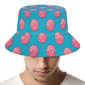 Pink And Blue Cotton Candy Pattern Print Bucket Hat