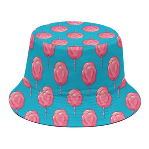 Pink And Blue Cotton Candy Pattern Print Bucket Hat