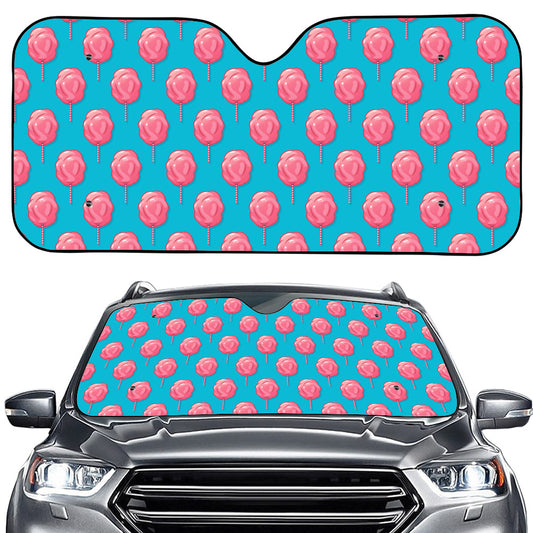 Pink And Blue Cotton Candy Pattern Print Car Windshield Sun Shade