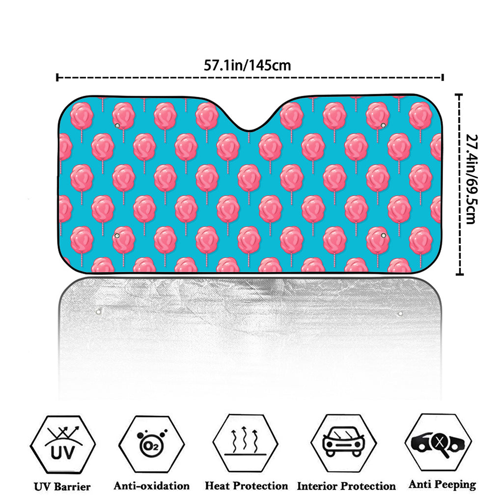 Pink And Blue Cotton Candy Pattern Print Car Windshield Sun Shade