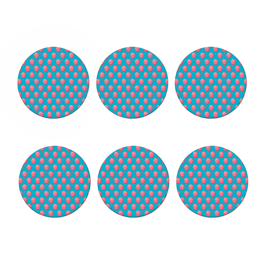 Pink And Blue Cotton Candy Pattern Print Coaster Set