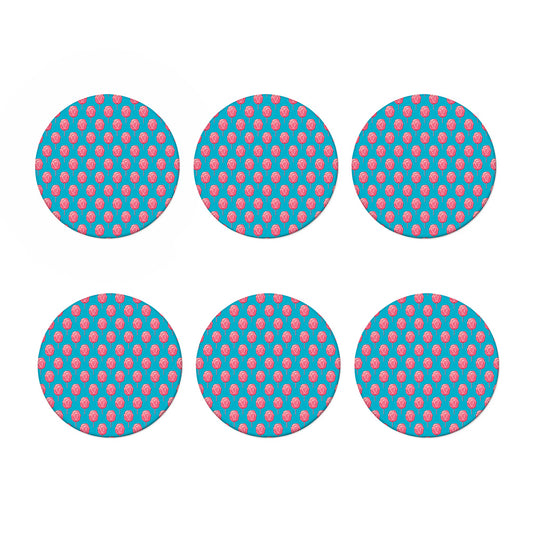 Pink And Blue Cotton Candy Pattern Print Coaster Set