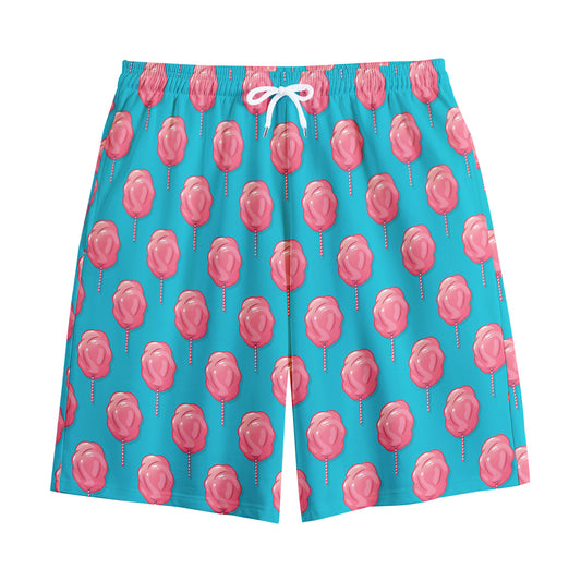 Pink And Blue Cotton Candy Pattern Print Cotton Shorts