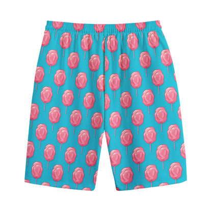 Pink And Blue Cotton Candy Pattern Print Cotton Shorts