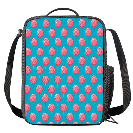 Pink And Blue Cotton Candy Pattern Print Crossbody Lunch Bag