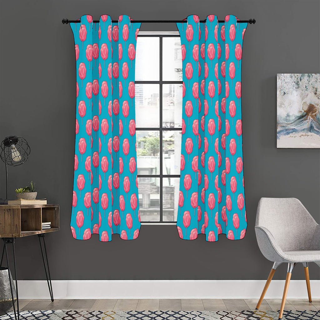 Pink And Blue Cotton Candy Pattern Print Curtain