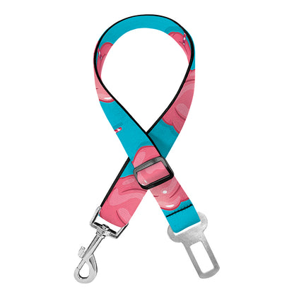 Pink And Blue Cotton Candy Pattern Print Dog Seat Belt