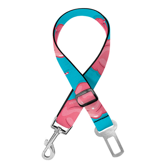 Pink And Blue Cotton Candy Pattern Print Dog Seat Belt
