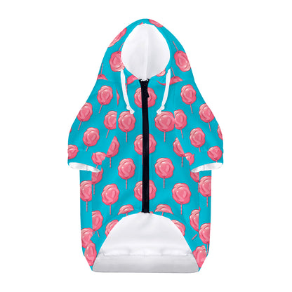 Pink And Blue Cotton Candy Pattern Print Dog Zip Up Hoodie