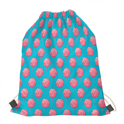 Pink And Blue Cotton Candy Pattern Print Drawstring Bag