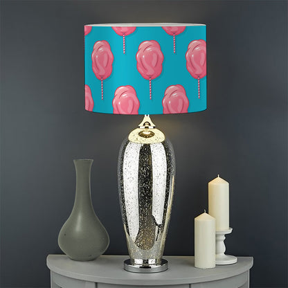 Pink And Blue Cotton Candy Pattern Print Drum Lamp Shade